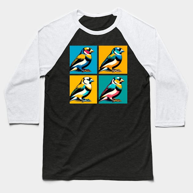 Pop Gouldian Finch Art - Cool Birds Baseball T-Shirt by PawPopArt